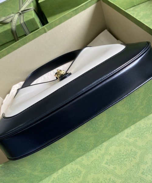 1:1 Replica Gucci Jackie 1961 Small Shoulder Bag White With Black 11in/28cm 636706 10OBG 9099