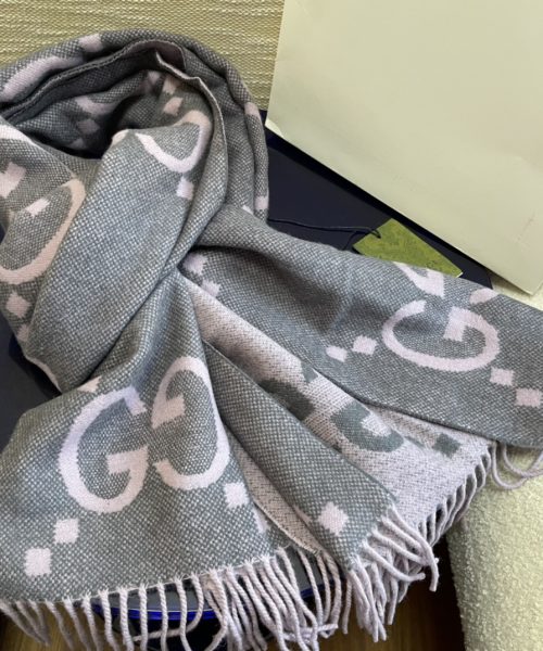 Gucci Jacquard Grey Scarf 180cm/71in 