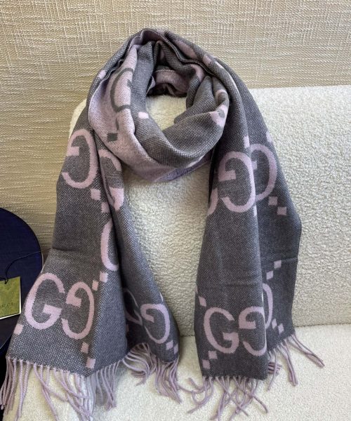 Gucci Jacquard Grey Scarf 180cm/71in 