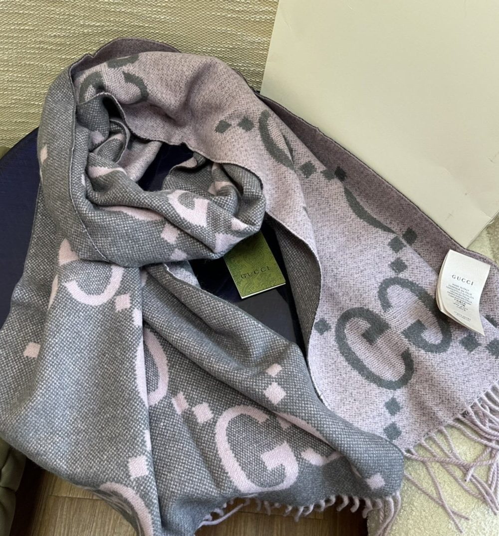 Gucci Jacquard Grey Scarf 180cm/71in 