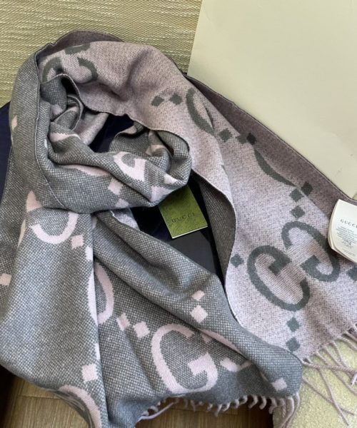 Gucci Jacquard Grey Scarf 180cm/71in 
