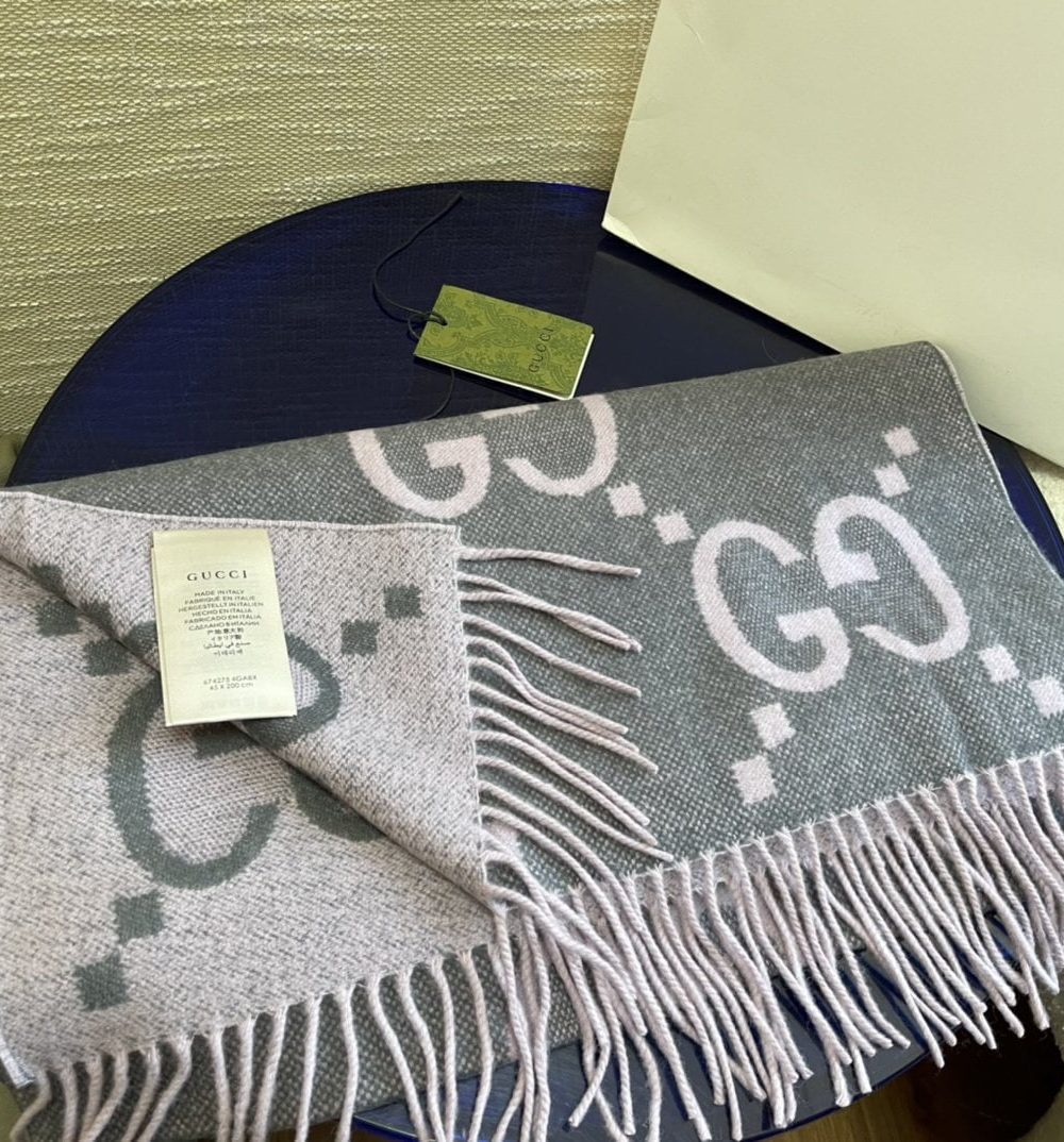 Gucci Jacquard Grey Scarf 180cm/71in 