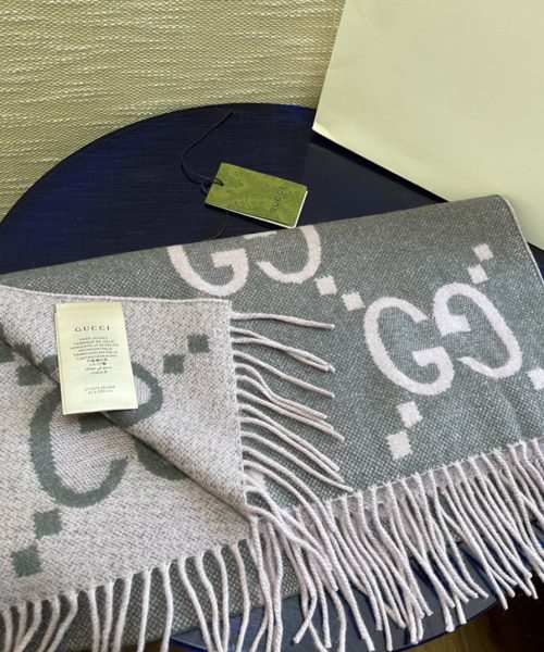 Gucci Jacquard Grey Scarf 180cm/71in 