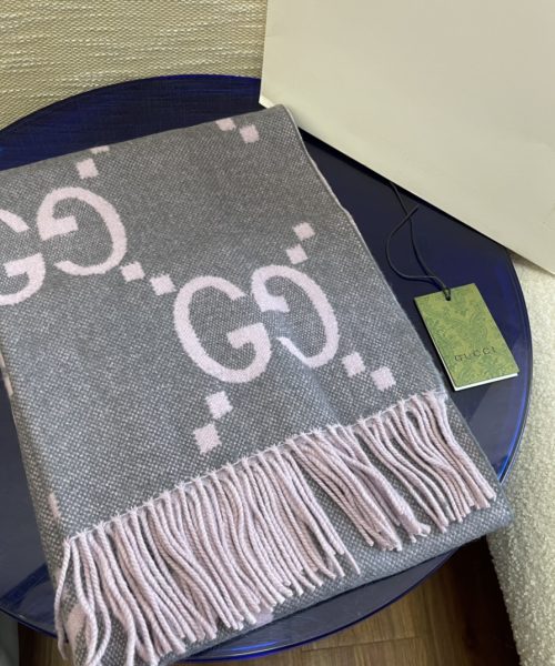 Gucci Jacquard Grey Scarf 180cm/71in 