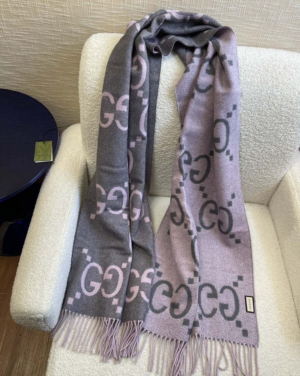 Gucci Jacquard Grey Scarf 180cm/71in 