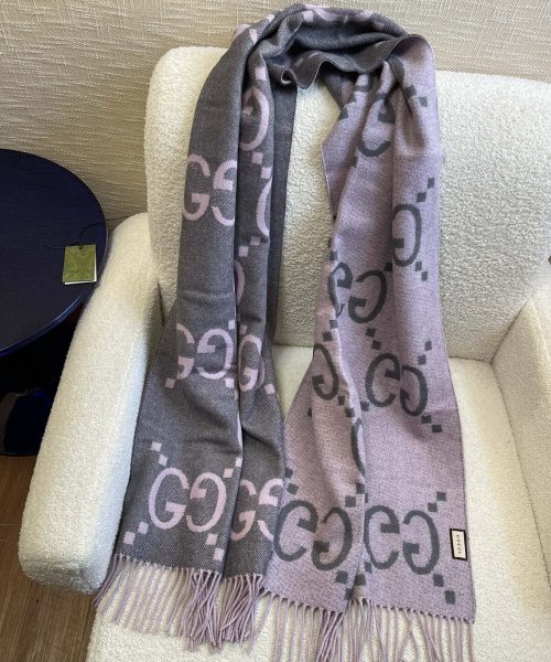 Gucci Jacquard Grey Scarf 180cm/71in 