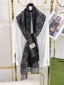 Gucci Jacquard Pattern Knit With Tassels Grey and Black 190cm/75in 676610 4G200 1061