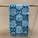 Gucci Jacquard Wool Scarf  Blue and Ivory Scarf 220cm/86.7in 