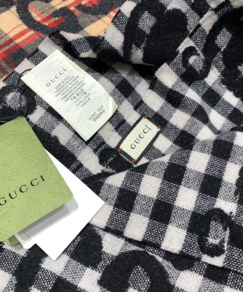 Gucci Jacquard Wool Scarf Dark Blue and Ivory Scarf 220cm/86.7in 644365 4G718 4178 