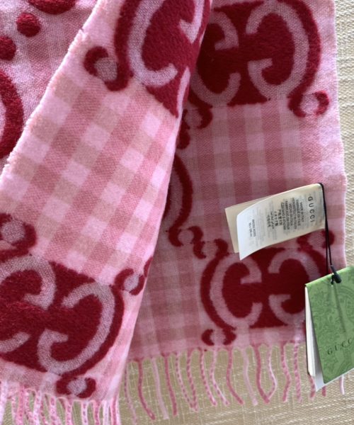 Gucci Jacquard Wool Scarf Pink and Ivory Scarf 220cm/86.7in 644365 3GA69 5878 