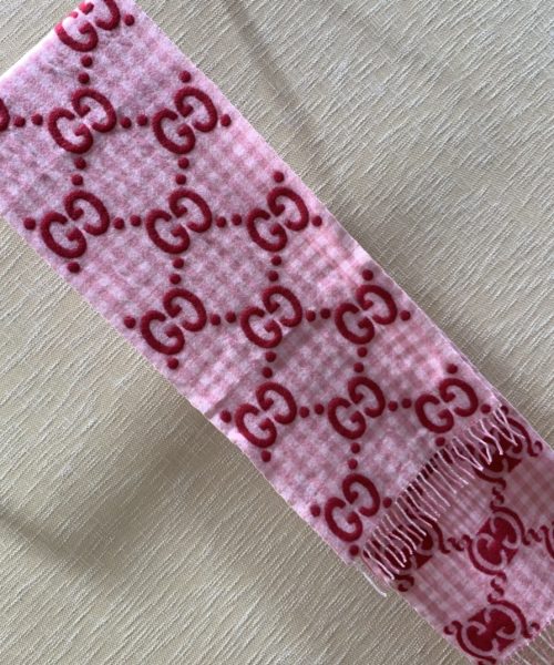 Gucci Jacquard Wool Scarf Pink and Ivory Scarf 220cm/86.7in 644365 3GA69 5878 