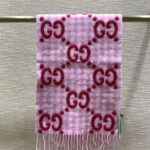 Gucci Jacquard Wool Scarf Pink and Ivory Scarf 220cm/86.7in 644365 3GA69 5878 