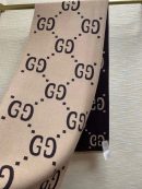 Gucci Jacquard Wool Silk Monogram Brown/ Beige Scarf 180cm/71in 