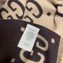 Gucci Jacquard Wool Silk Monogram Brown/ Beige Scarf 180cm/71in 