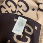 Gucci Jacquard Wool Silk Monogram Brown/ Beige Scarf 180cm/71in 