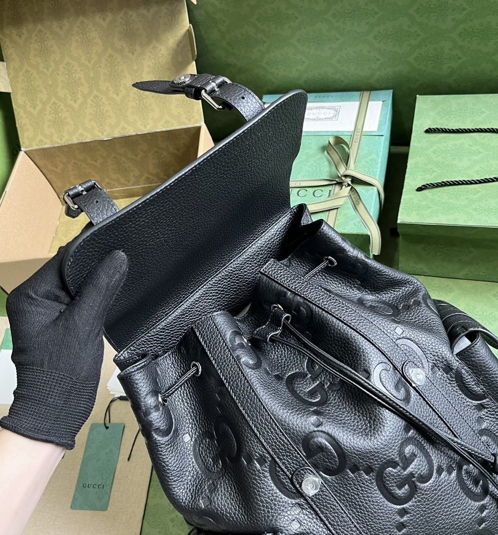 1:1 Replica Gucci Jumbo Gg Backpack Green Khaki/Black For Women 38.5cm / 15.1in 625770 AABZF 3341