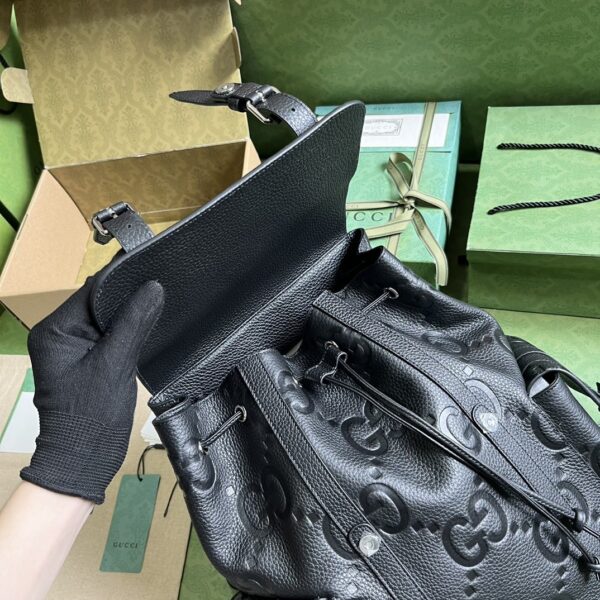 1:1 Replica Gucci Jumbo Gg Backpack Green Khaki/Black For Women 38.5cm / 15.1in 625770 AABZF 3341