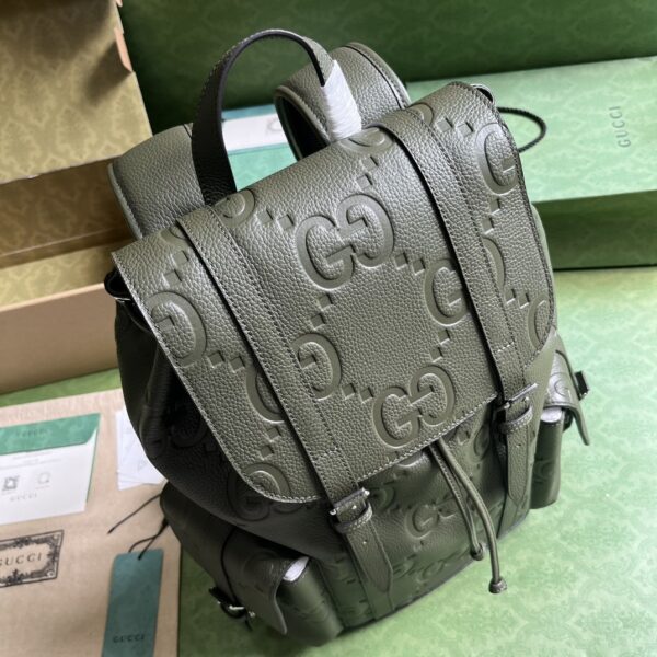1:1 Replica Gucci Jumbo Gg Backpack Green Khaki/Black For Women 38.5cm / 15.1in 625770 AABZF 3341