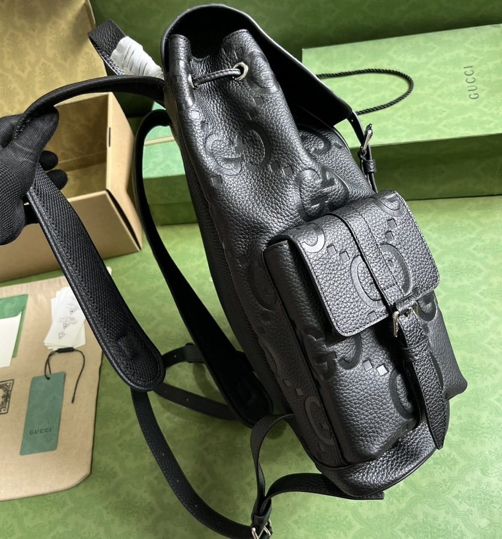 1:1 Replica Gucci Jumbo Gg Backpack Green Khaki/Black For Women 38.5cm / 15.1in 625770 AABZF 3341