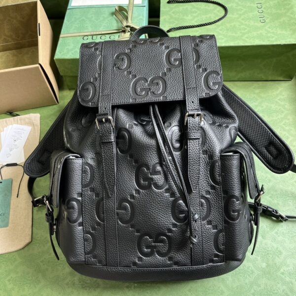 1:1 Replica Gucci Jumbo Gg Backpack Green Khaki/Black For Women 38.5cm / 15.1in 625770 AABZF 3341