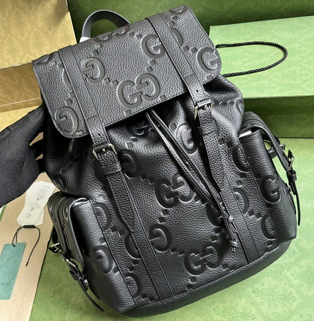 1:1 Replica Gucci Jumbo Gg Backpack Green Khaki/Black For Women 38.5cm / 15.1in 625770 AABZF 3341