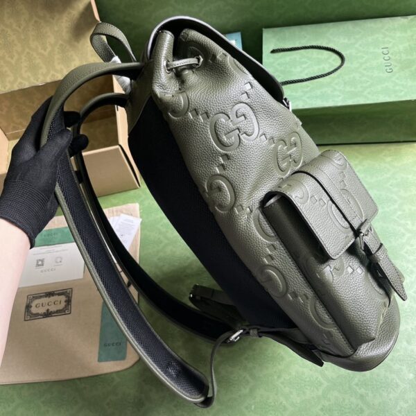 1:1 Replica Gucci Jumbo Gg Backpack Green Khaki/Black For Women 38.5cm / 15.1in 625770 AABZF 3341