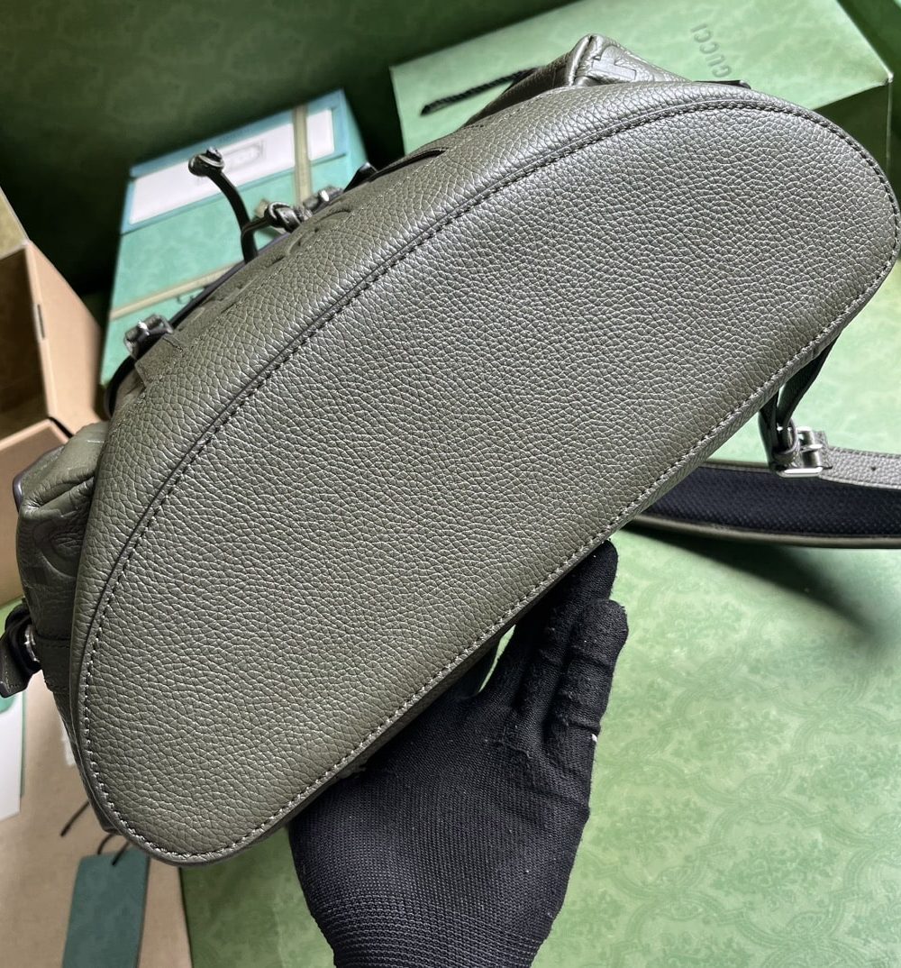 1:1 Replica Gucci Jumbo Gg Backpack Green Khaki/Black For Women 38.5cm / 15.1in 625770 AABZF 3341