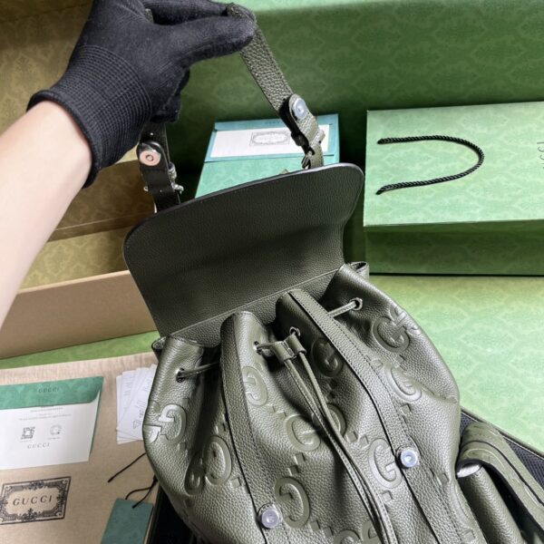 1:1 Replica Gucci Jumbo Gg Backpack Green Khaki/Black For Women 38.5cm / 15.1in 625770 AABZF 3341