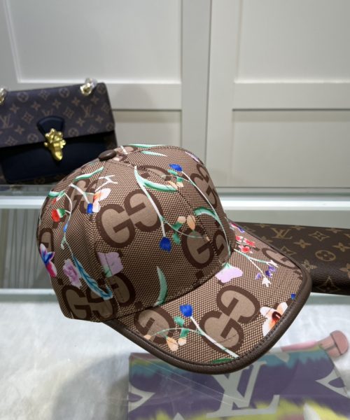 Gucci Jumbo GG Baseball Hat With Floral Embroidery Beige GG Hat 701845 3HAJM 2584