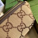 1:1 Replica Gucci Jumbo GG Belt Bag Camel And Ebony Jumbo GG Canvas For Women  15.3in/39cm GG 696031 UKMDG 2570