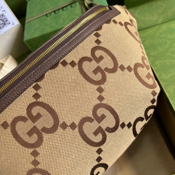 1:1 Replica Gucci Jumbo GG Belt Bag Camel And Ebony Jumbo GG Canvas For Women  15.3in/39cm GG 696031 UKMDG 2570