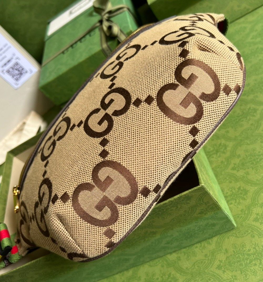 1:1 Replica Gucci Jumbo GG Belt Bag Camel And Ebony Jumbo GG Canvas For Women  15.3in/39cm GG 696031 UKMDG 2570