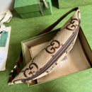 1:1 Replica Gucci Jumbo GG Belt Bag Camel And Ebony Jumbo GG Canvas For Women  15.3in/39cm GG 696031 UKMDG 2570
