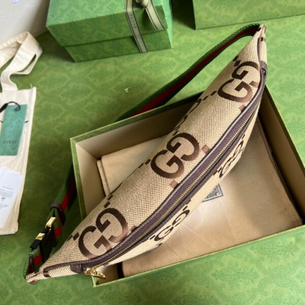 1:1 Replica Gucci Jumbo GG Belt Bag Camel And Ebony Jumbo GG Canvas For Women  15.3in/39cm GG 696031 UKMDG 2570