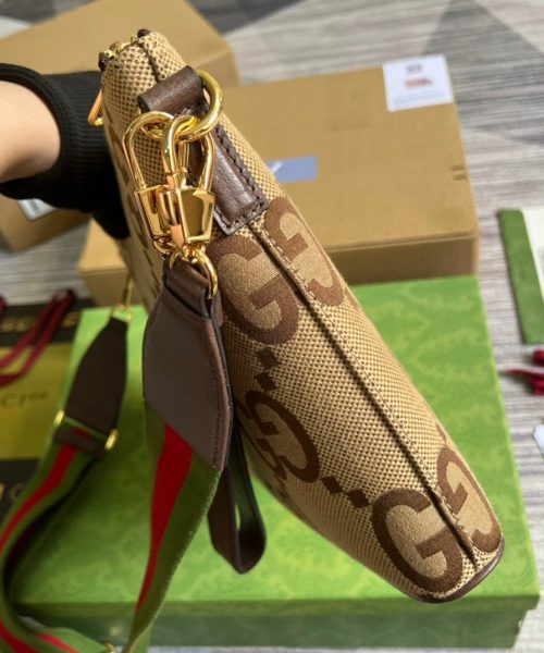 1:1 Replica Gucci Jumbo GG Messenger Bag Camel And Ebony Jumbo GG Canvas For Women  9.6in/24.5cm GG 703468 92THF 1000