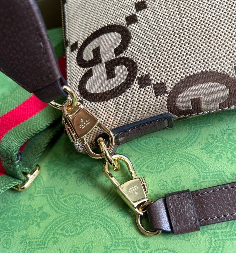 1:1 Replica Gucci Jumbo GG Messenger Bag Camel And Ebony Jumbo GG Canvas For Women  9.6in/24.5cm GG 703468 92THF 1000