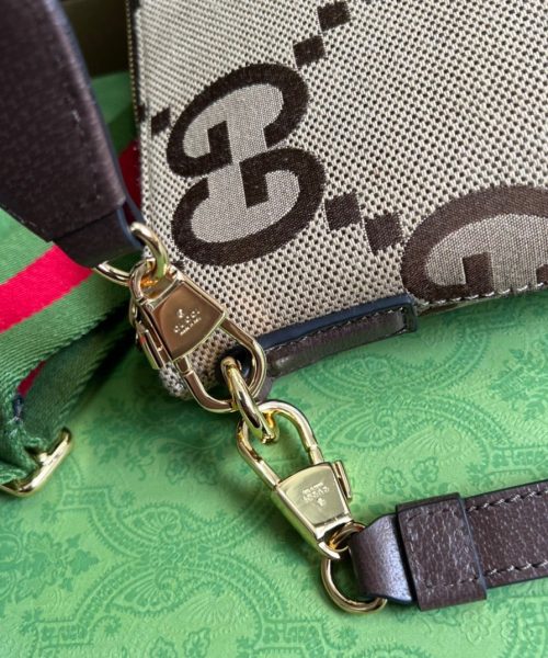 1:1 Replica Gucci Jumbo GG Messenger Bag Camel And Ebony Jumbo GG Canvas For Women  9.6in/24.5cm GG 703468 92THF 1000