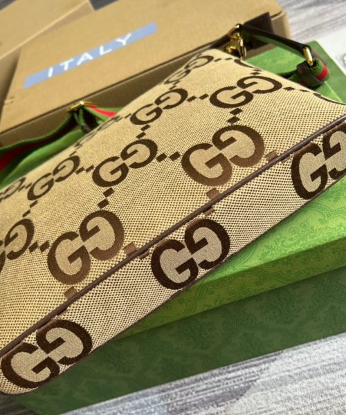 1:1 Replica Gucci Jumbo GG Messenger Bag Camel And Ebony Jumbo GG Canvas For Women  9.6in/24.5cm GG 703468 92THF 1000