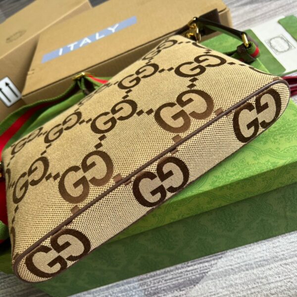 1:1 Replica Gucci Jumbo GG Messenger Bag Camel And Ebony Jumbo GG Canvas For Women  9.6in/24.5cm GG 703468 92THF 1000