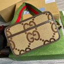1:1 Replica Gucci Jumbo GG Mini Bag Camel And Ebony Jumbo GG Canvas For Women  8.9in/22.5cm GG 696075 UKMDG 2570