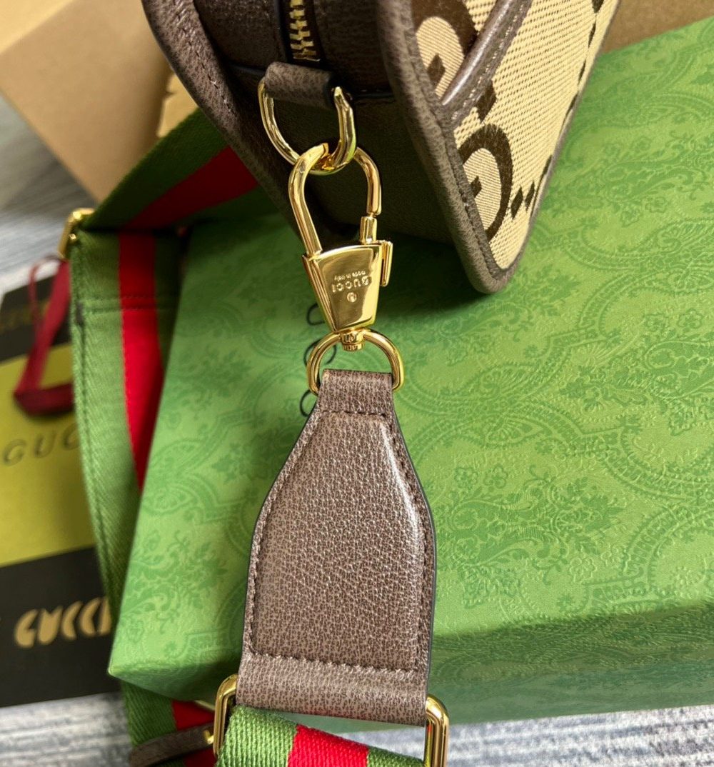 1:1 Replica Gucci Jumbo GG Mini Bag Camel And Ebony Jumbo GG Canvas For Women  8.9in/22.5cm GG 696075 UKMDG 2570