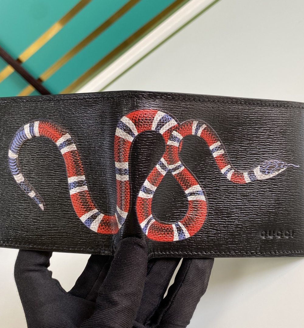 1:1 Replica Gucci Kingsnake Print GG Supreme Wallet For Men, Men's Wallet 11cm/4.5in GG 451268 K551N 1058