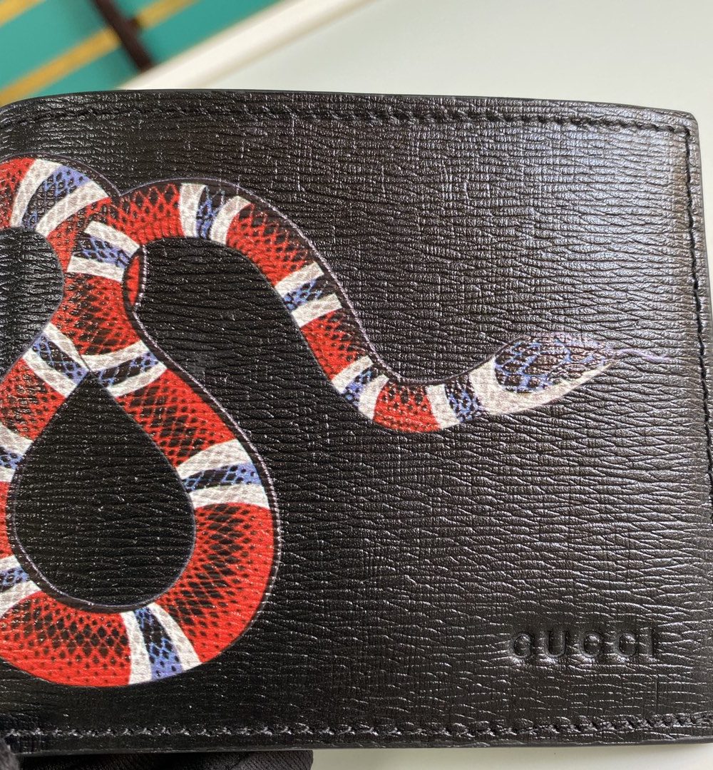 1:1 Replica Gucci Kingsnake Print GG Supreme Wallet For Men, Men's Wallet 11cm/4.5in GG 451268 K551N 1058