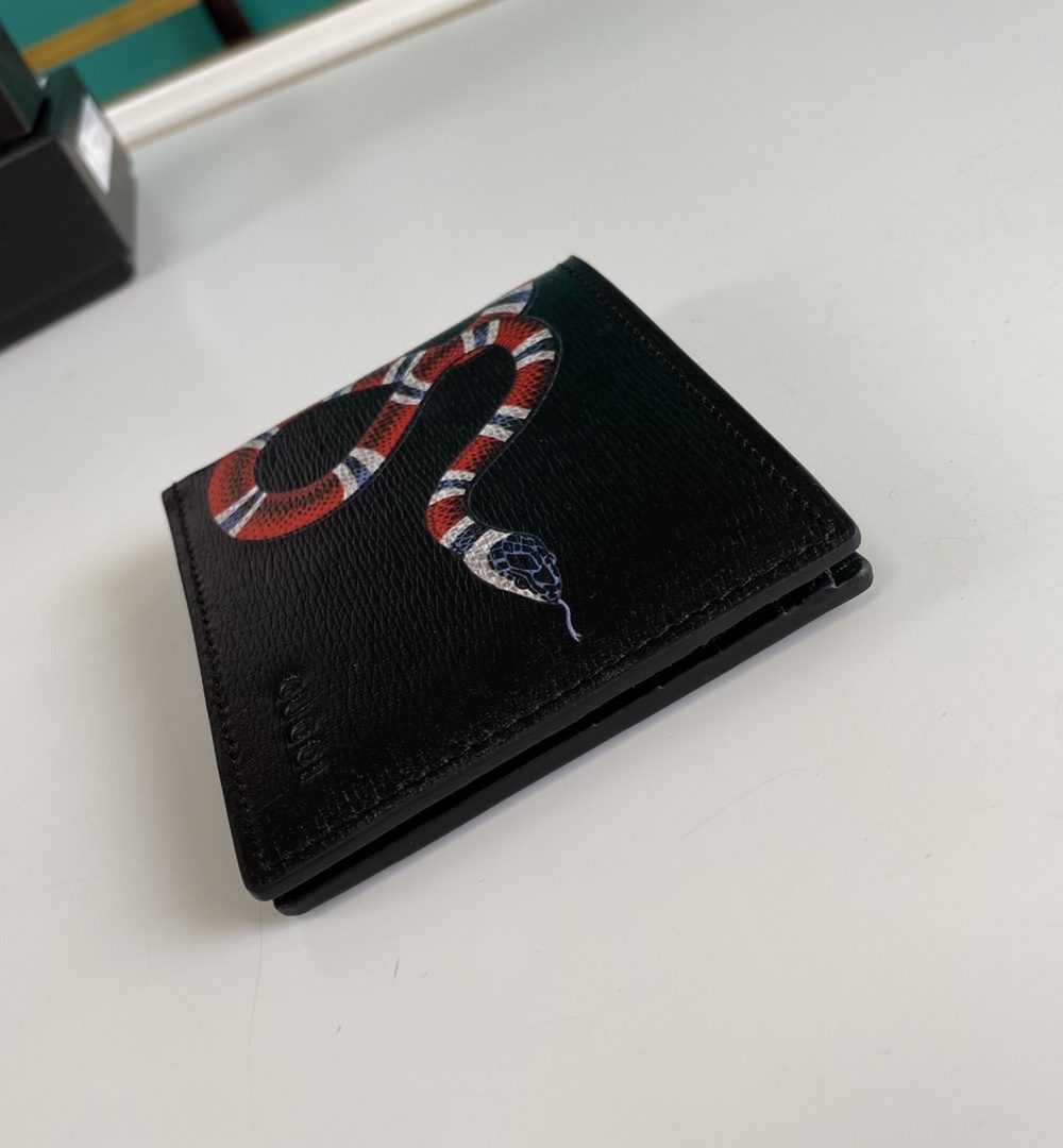 1:1 Replica Gucci Kingsnake Print GG Supreme Wallet For Men, Men's Wallet 11cm/4.5in GG 451268 K551N 1058