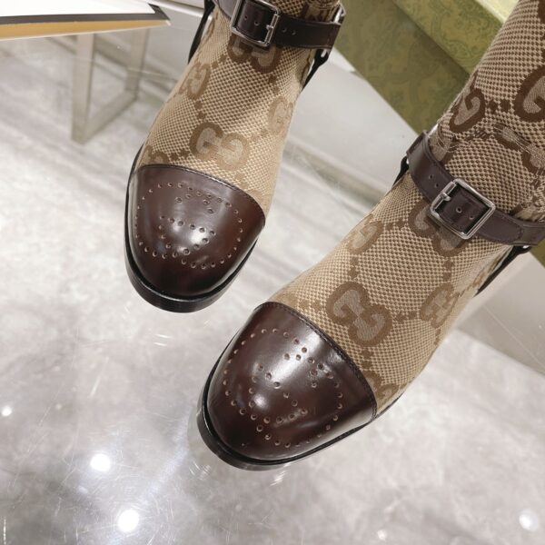 Gucci Knee-High Boot With Harness Beige For Women GG 674673 UKO50 2597