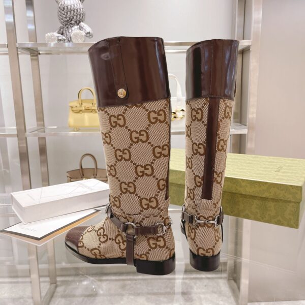 Gucci Knee-High Boot With Harness Beige For Women GG 674673 UKO50 2597