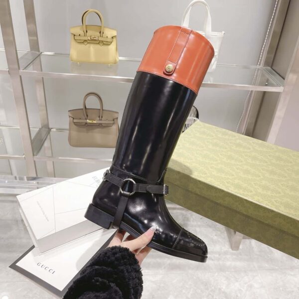 Gucci Knee-High Boot With Harness Black For Women GG 674670 DS8J0 1079