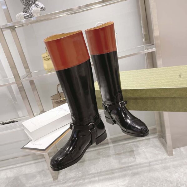 Gucci Knee-High Boot With Harness Black For Women GG 674670 DS8J0 1079