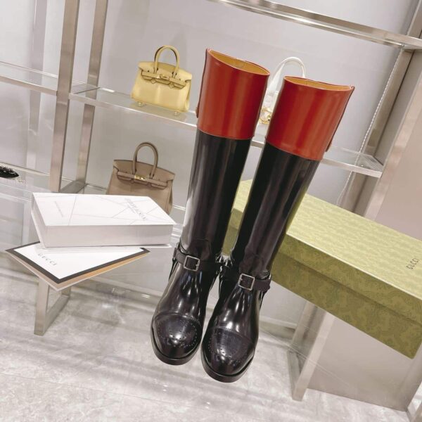 Gucci Knee-High Boot With Harness Black For Women GG 674670 DS8J0 1079