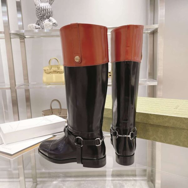 Gucci Knee-High Boot With Harness Black For Women GG 674670 DS8J0 1079